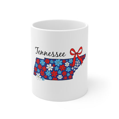 Tennessee Floral Map Coffee Mug — 11oz State Pride Gift