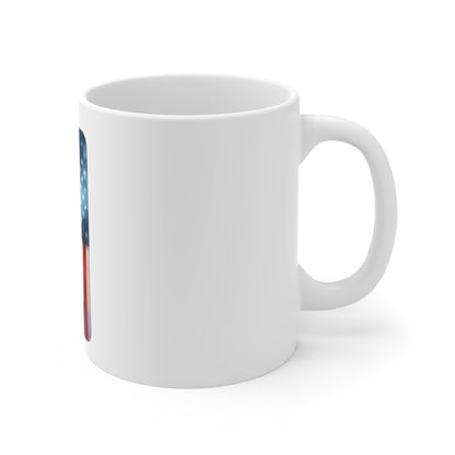 Watercolor American Flag Coffee Mug – Artistic USA Flag Mug – Patriotic Paint Splash Cup – Red White Blue Art Mug Mug 11oz