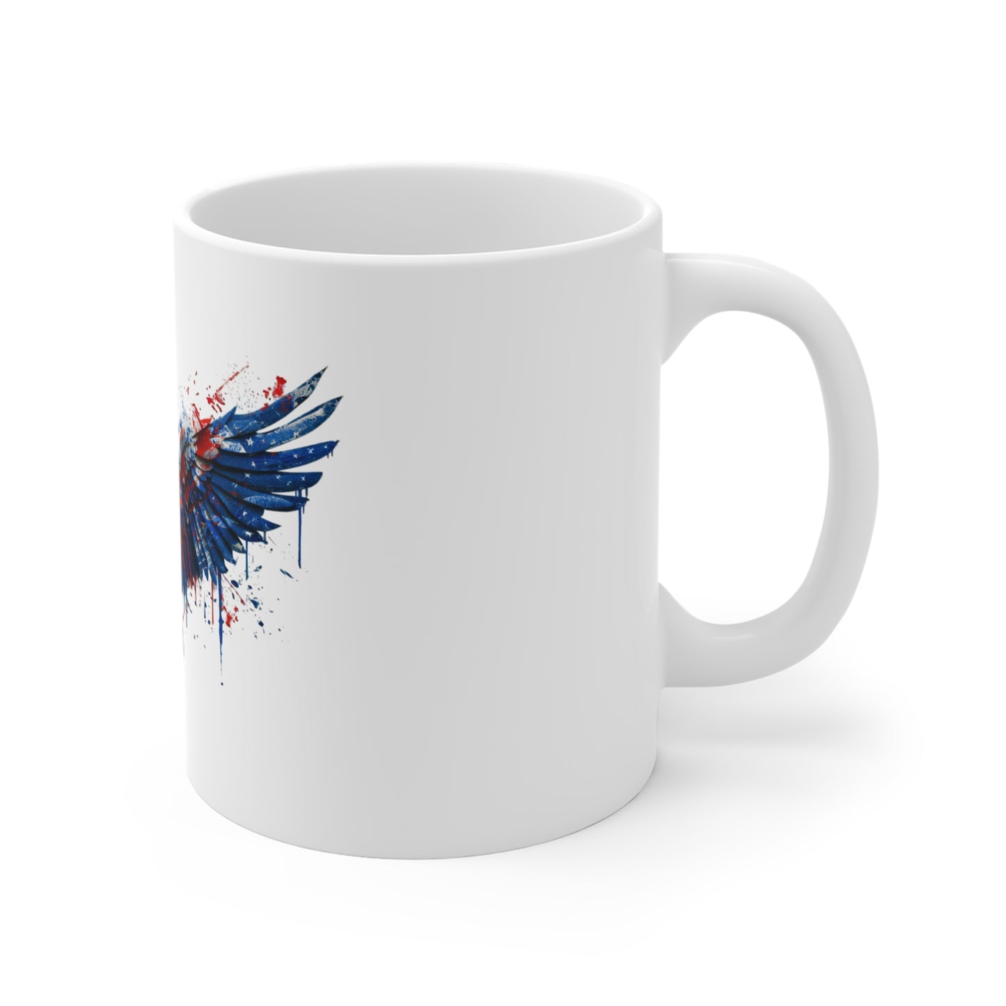 Patriotic Eagle Coffee Mug — 11oz Red, White & Blue Drip Art