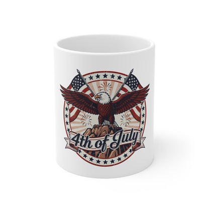 4th of July Eagle Mug — Patriotic American Flag Coffee Cup (11oz)