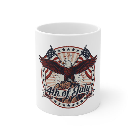 4th of July Eagle Mug — Patriotic American Flag Coffee Cup (11oz)