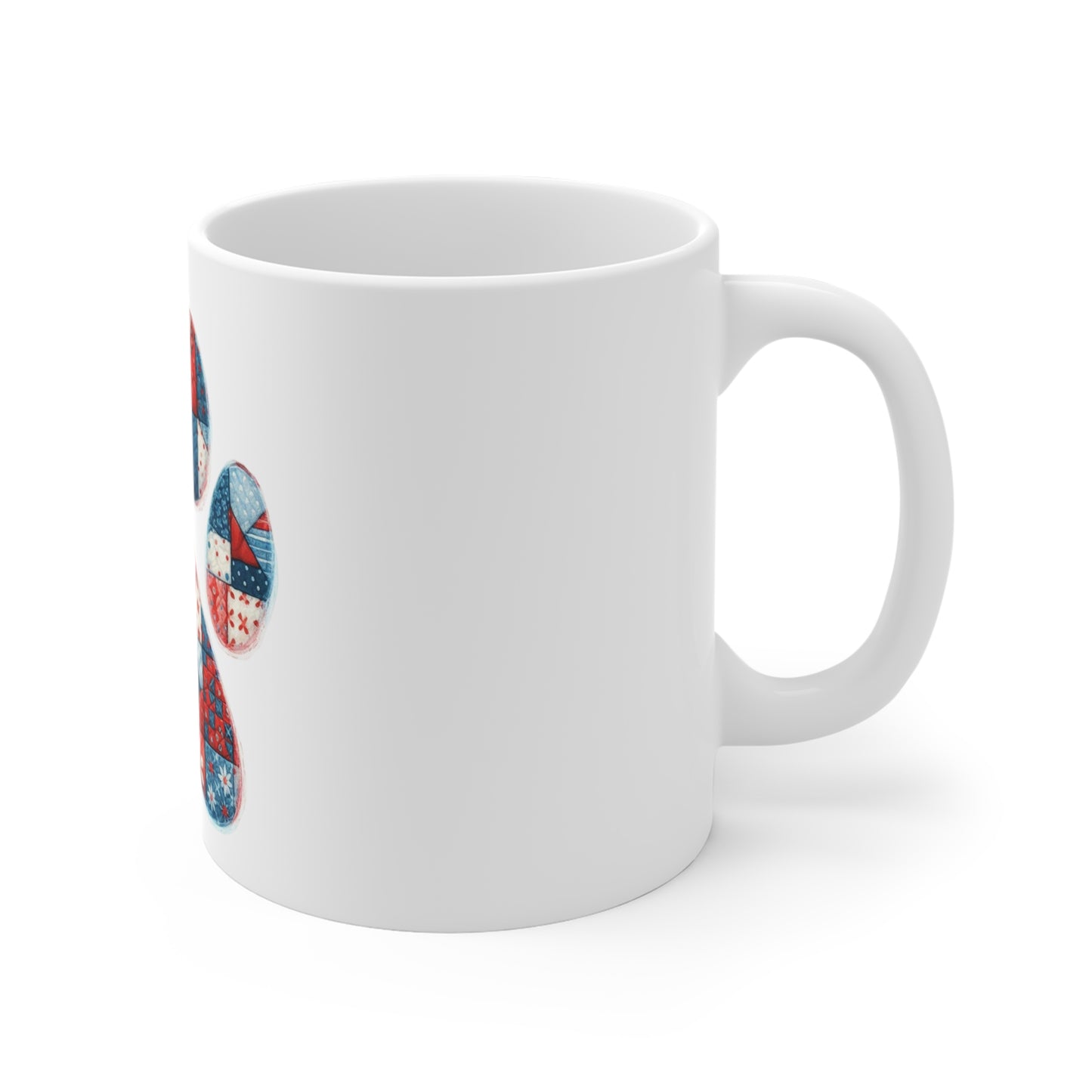 Patriotic Patchwork Dog Paw Coffee Mug – Americana Quilt Mosaic Paw Print Mug – Red White Blue Dog Lover Mug – USA Pet Gift Cup Patriotic Patchwork Paw Mug — 11oz Red White Blue Dog Paw Coffee Cup...