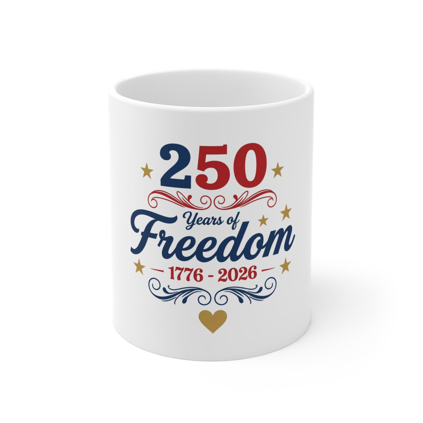 Vintage Ornate Patriotic Coffee Mug – Classic Americana Scroll Design – Elegant USA Heritage Mug – Timeless Red White Blue Gift Mug 11oz