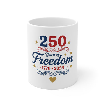 Vintage Ornate Patriotic Coffee Mug – Classic Americana Scroll Design – Elegant USA Heritage Mug – Timeless Red White Blue Gift Mug 11oz