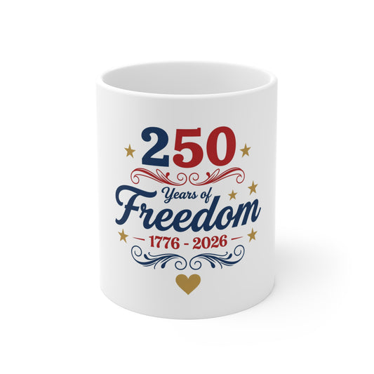 Vintage Ornate Patriotic Coffee Mug – Classic Americana Scroll Design – Elegant USA Heritage Mug – Timeless Red White Blue Gift Mug 11oz