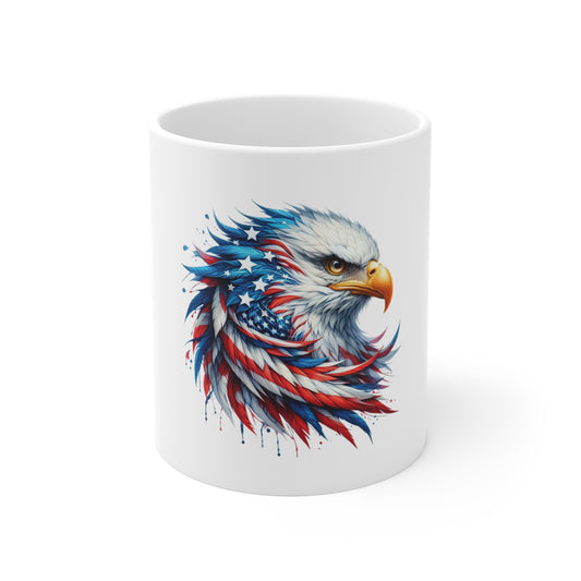 Patriotic Eagle 11oz Coffee Mug – American Flag Bald Eagle Design