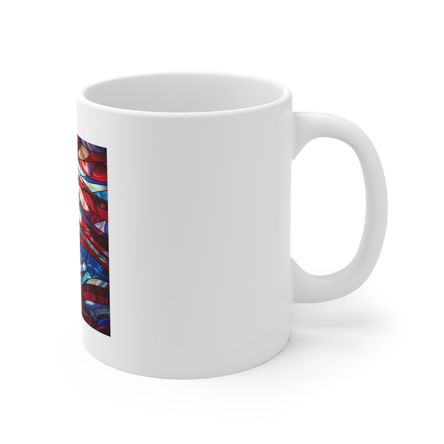 Stained Glass American Flag Coffee Mug – Flowing Artistic Patriotic Mug – Colorful USA Flag Cup – Abstract Americana Gift – Premium Art Mug