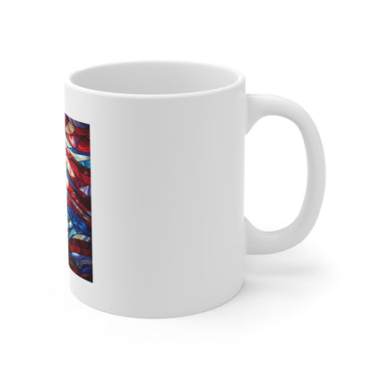 Stained Glass American Flag Coffee Mug – Flowing Artistic Patriotic Mug – Colorful USA Flag Cup – Abstract Americana Gift – Premium Art Mug