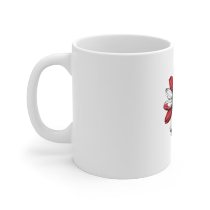 Patriotic Daisy Coffee Mug — Red White & Blue Floral 11oz Ceramic