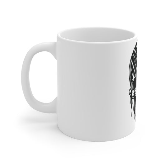 Patriotic Skull Flag Mug – American Flag Skull Coffee Mug – Stealth USA Skull Cup – Bold Tactical Patriot Mug Mug 11oz