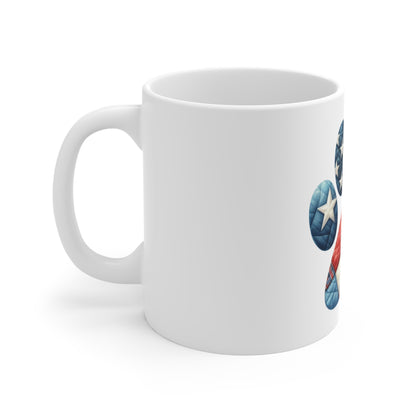 Patriotic Quilted Dog Paw Coffee Mug – Classic Americana Patchwork Paw Print Mug – Red White Blue Dog Lover Mug – USA Pet Gift Cup Patriotic Paw Print Mug — American Flag Dog Lover Coffee Cup (11oz...