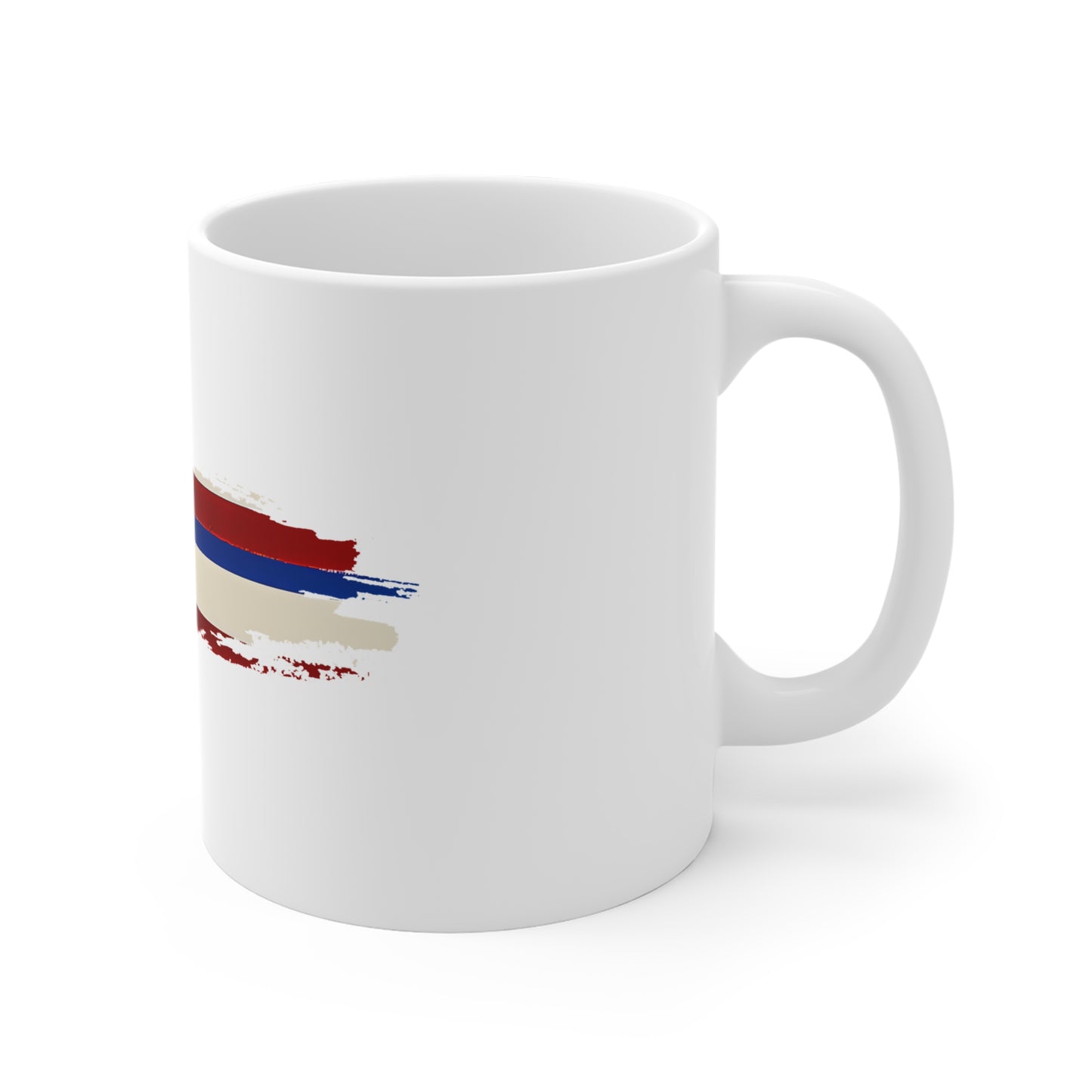Rustic USA Flag Brush Stroke Mug – Textured American Flag Coffee Cup – Natural Grain Patriotic Design Mug 11oz