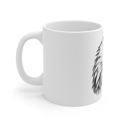 Majestic Eagle Line Art Mug – Detailed Bald Eagle Coffee Mug – Black Ink Style Patriotic Cup – American Wildlife Gift Mug 11oz