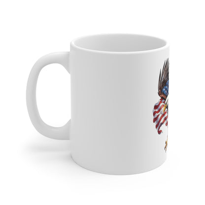 Patriotic Bald Eagle Mug – American Flag 11oz Coffee Cup