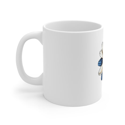 Patriotic Daisy 11oz Coffee Mug — Red White & Blue Flower Ceramic Cup