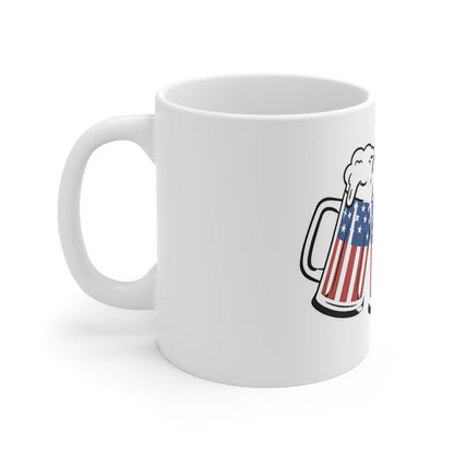 American Flag Beer Mug 11oz – Patriotic Fourth of July Coffee Cup