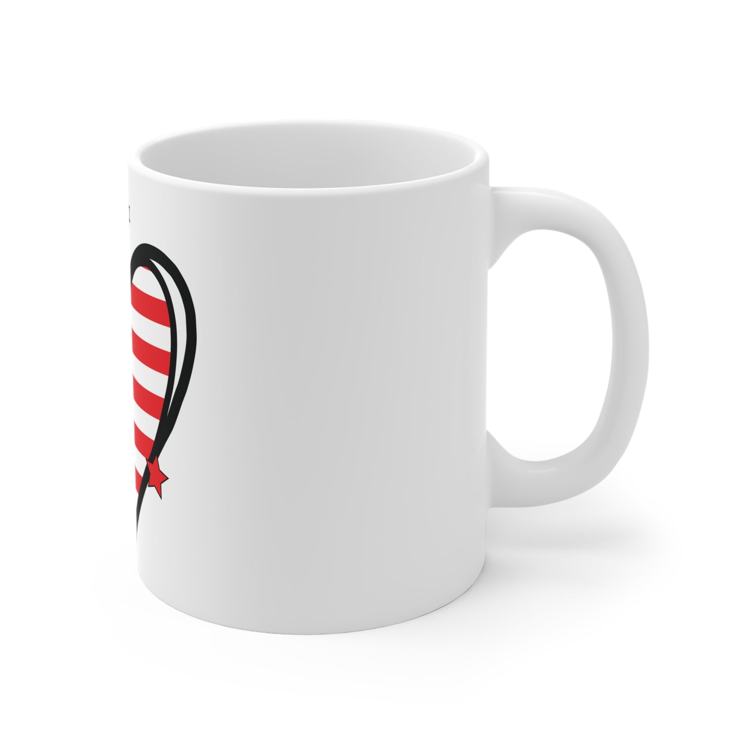 Patriotic Heart Coffee Mug – American Flag Heart Mug – Red White Blue Love USA Cup – Cute Americana Gift Mug 11oz