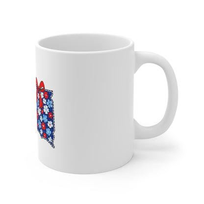 South Dakota Floral Mug — 11oz Patriotic Red, White & Blue Coffee Cup
