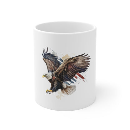 American Eagle Mug — Patriotic Flying Bald Eagle Coffee Cup (11oz)