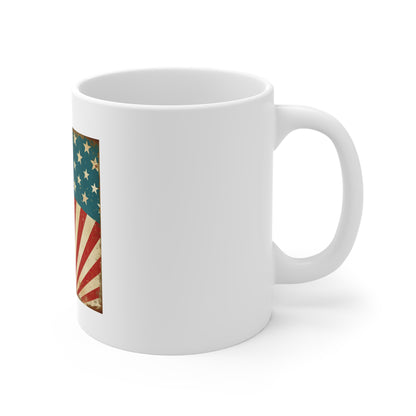 Vintage American Rising Flag Coffee Mug – Retro Sunburst USA Mug – Distressed Patriotic Rays Cup – Classic Americana Vintage Gift Americana Flag Retro Mug - 11oz Vintage Stars & Stripes Coffee Cup...