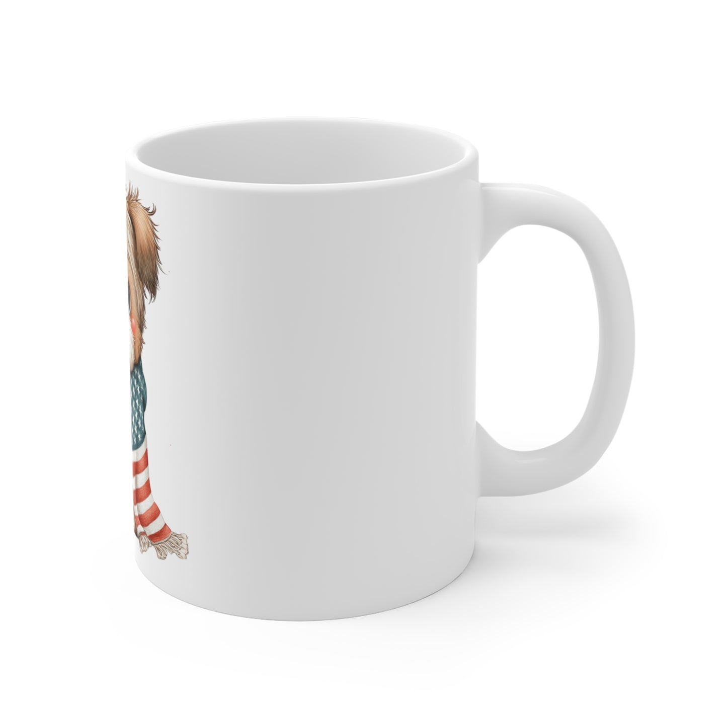 Cute Patriotic Puppy Scarf Mug – 4th of July Dog Coffee Mug – Americana Puppy Wrapped in Flag Scarf Cup – Red White Blue Pet Lover Gift Patriotic Puppy Mug — Cute Dog with American Flag Scarf 11oz...