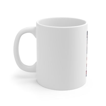 Patriotic Letter H Coffee Mug – American Flag Initial Mug – Rustic USA Monogram Mug – Vintage Americana Alphabet Gift Mug 11oz