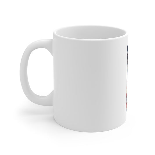 Patriotic Letter H Coffee Mug – American Flag Initial Mug – Rustic USA Monogram Mug – Vintage Americana Alphabet Gift Mug 11oz