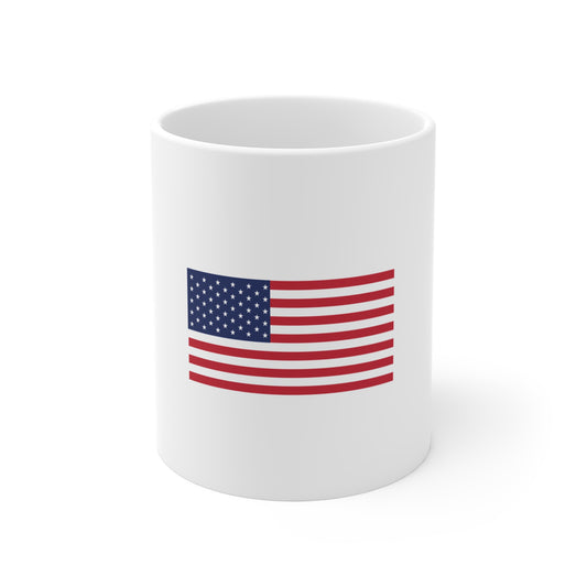 Modern American Flag Coffee Mug – Red Black USA Flag Mug – Bold Patriotic Stripes Cup – Minimalist Americana Gift Mug 11oz