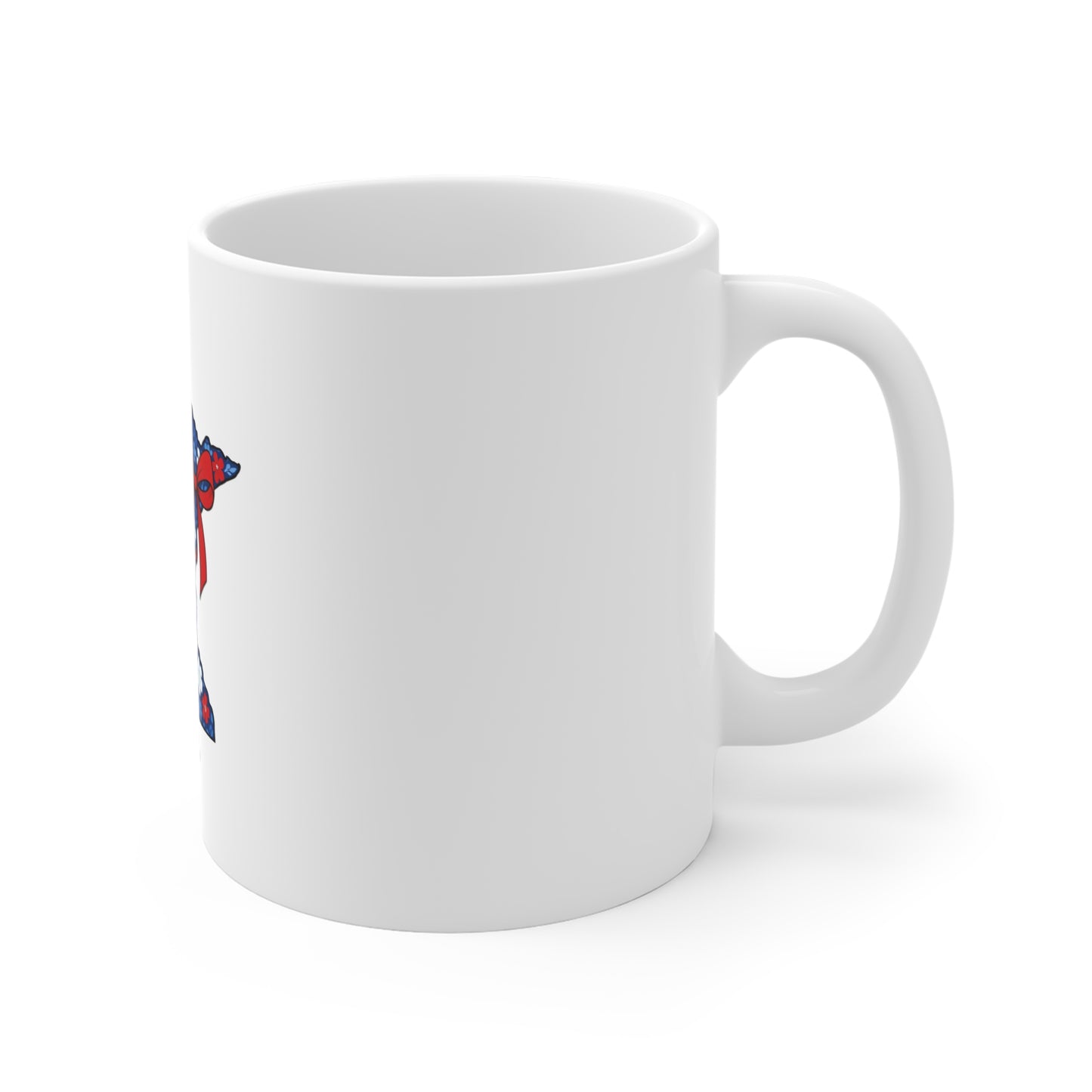 Minnesota Floral State Outline 11oz Mug — Patriotic Red & Blue Daisy Design