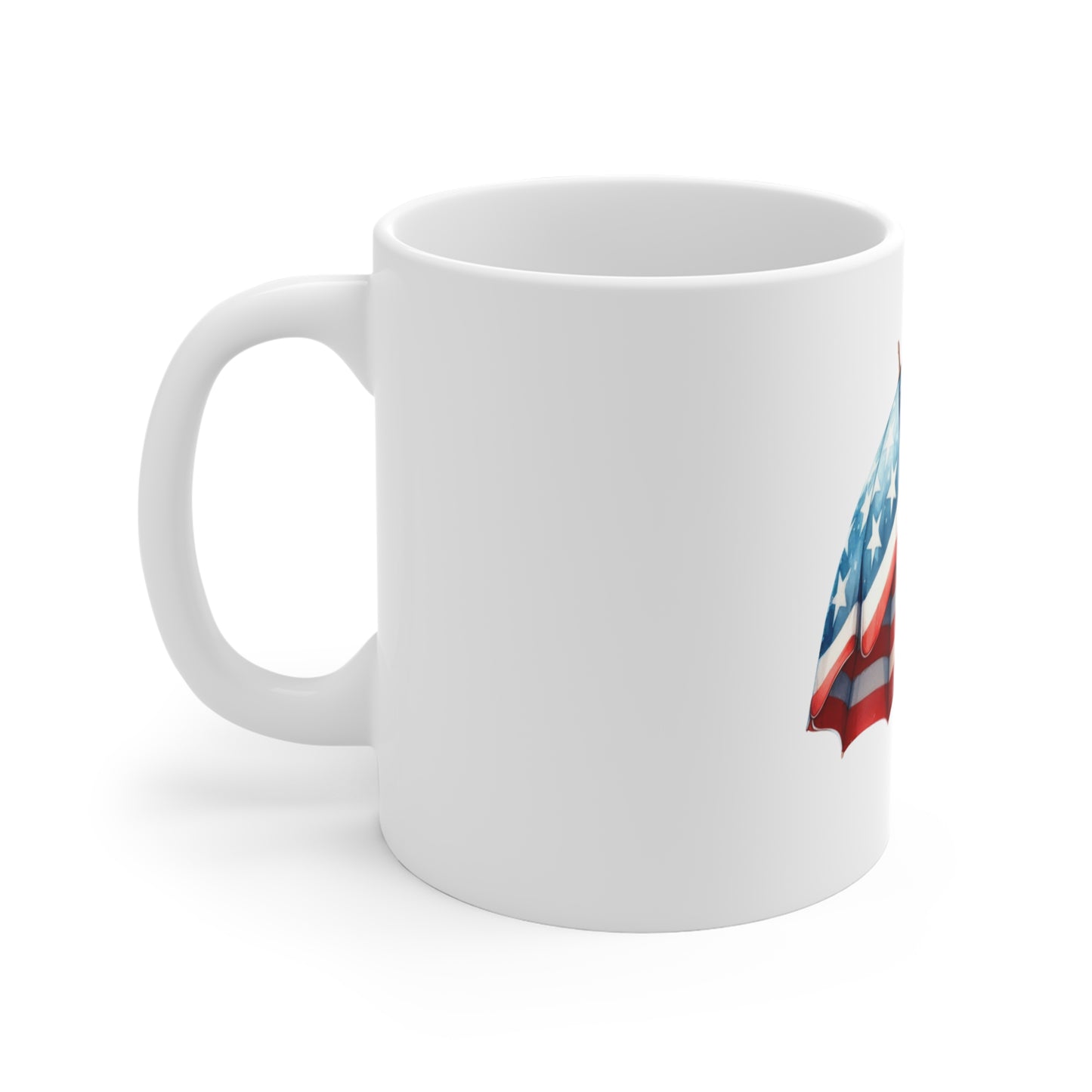 American Flag Umbrella Mug — Patriotic 11oz Coffee Cup