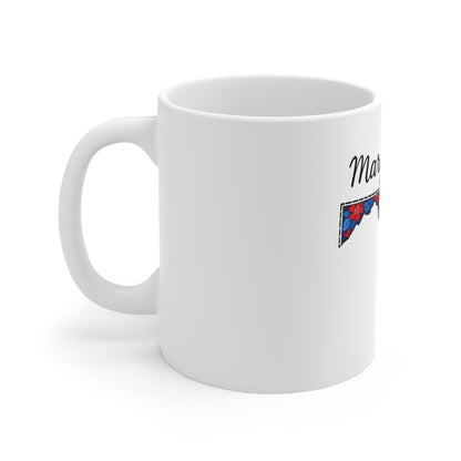 Maryland Floral State Map Mug — Red, White & Blue Maryland Coffee Cup