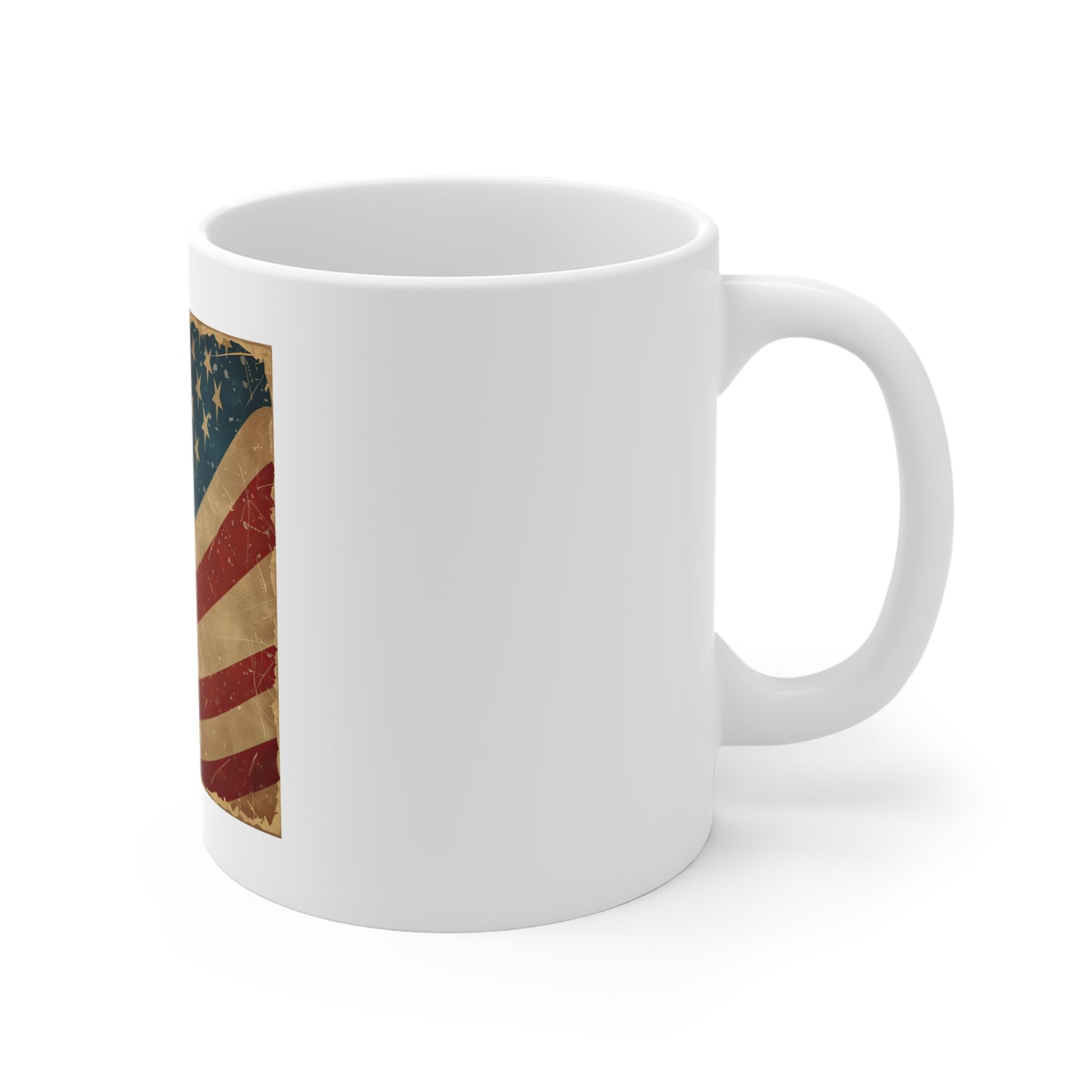 Vintage Waving American Flag Coffee Mug – Distressed Retro USA Mug – Classic Americana Flag Cup – Weathered Patriotic Gift Vintage American Flag Mug — 11oz Patriotic Coffee Cup for Veterans & Fourth...