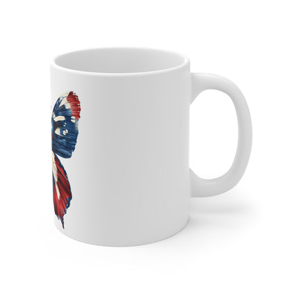 Patriotic Brushstroke Butterfly Mug – Red White Blue Abstract Butterfly Coffee Mug – Artistic Americana Cup – Bold Freedom Art Mug Mug 11oz