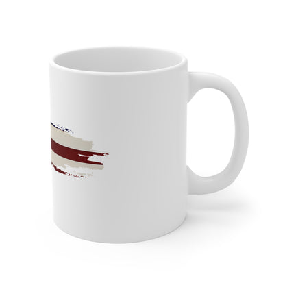 Classic USA Flag Brush Stroke Mug – Traditional American Flag Coffee Cup – Timeless Patriotic Design Mug 11oz