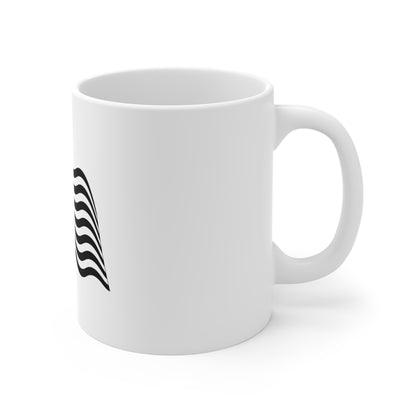 Blackout Waving American Flag Coffee Mug – Tactical Patriotic USA Flag Mug – Stealth Stars and Stripes Cup – Minimalist Flag Mug Mug 11oz