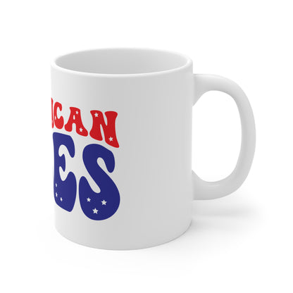 American Vibes Coffee Mug – Patriotic Retro Typography Mug – USA Pride Aesthetic Cup – Americana Lifestyle Mug Mug 11oz