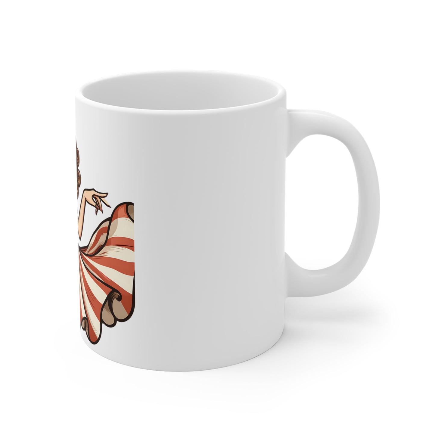 Patriotic Pin-Up Art Mug – Vintage Americana Woman Coffee Mug – Retro USA Flag Dress Cup – Classic American Beauty Mug – Fourth of July Gift Patriotic Pin-Up Mug — American Flag Retro Girl 11oz...