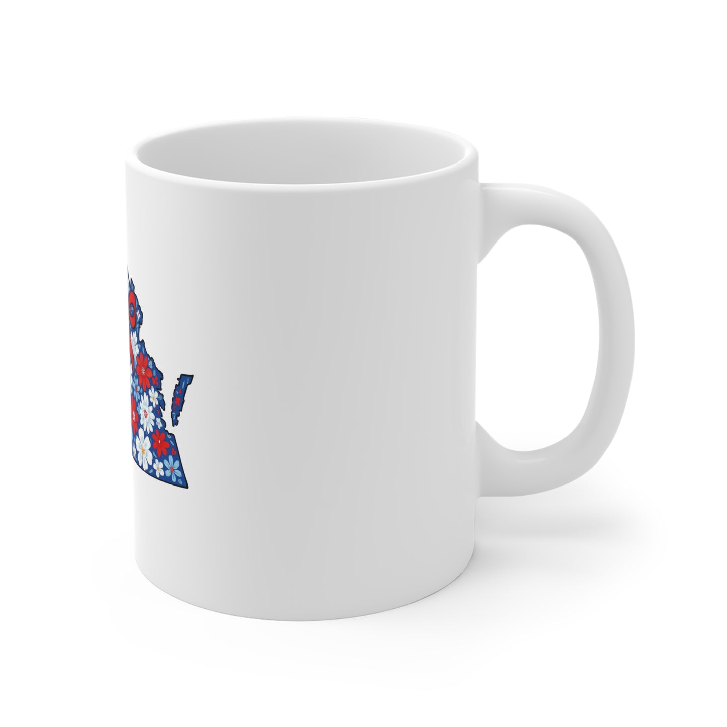Virginia Floral State Mug - Patriotic Red, White & Blue 11oz Coffee Cup