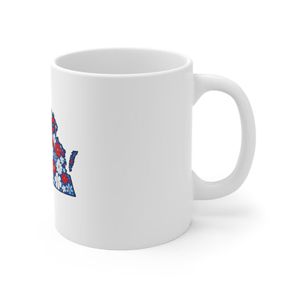 Virginia Floral State Mug - Patriotic Red, White & Blue 11oz Coffee Cup