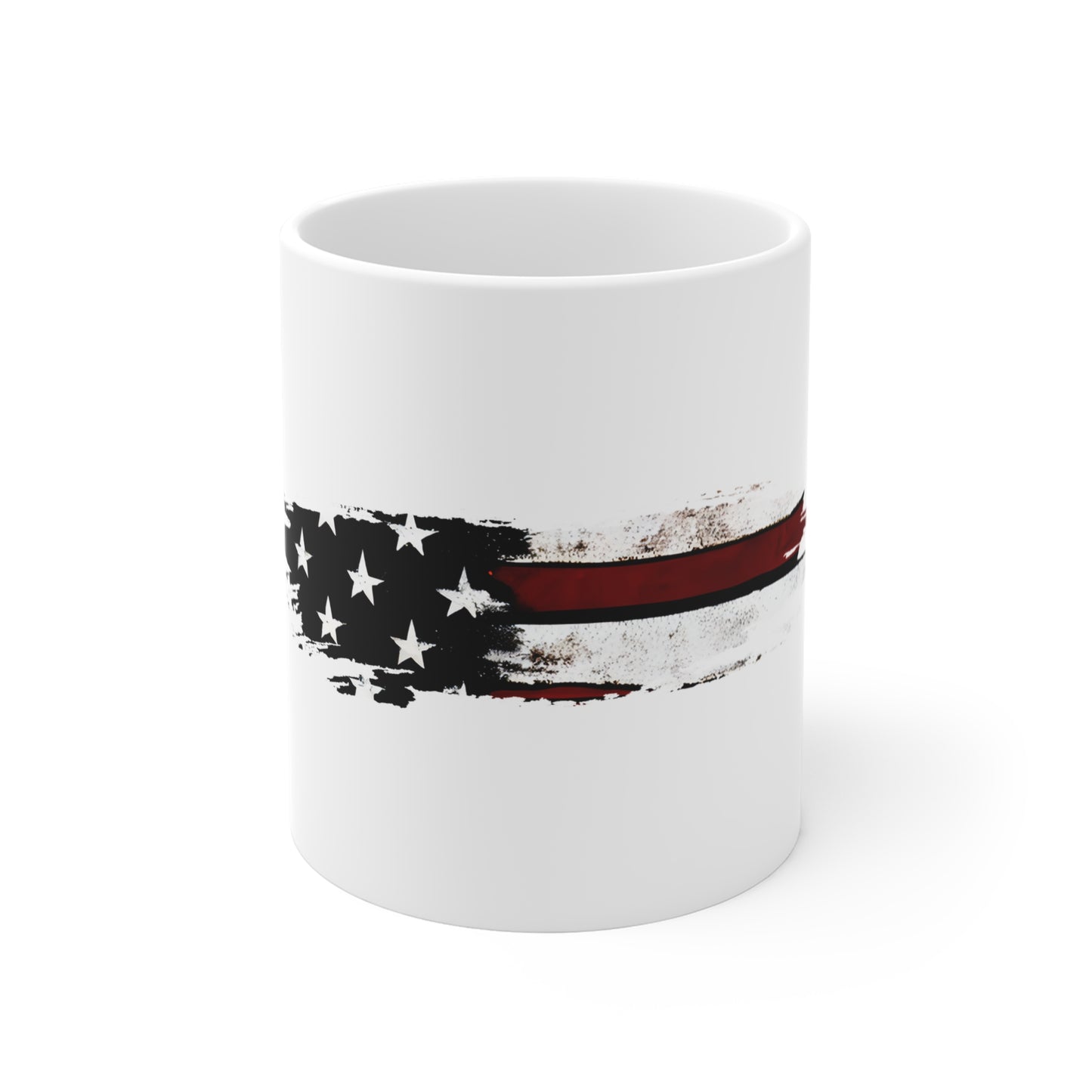 Black & White American Flag Brush Stroke Mug – Grunge USA Flag Coffee Cup – Bold Patriotic Design Mug 11oz