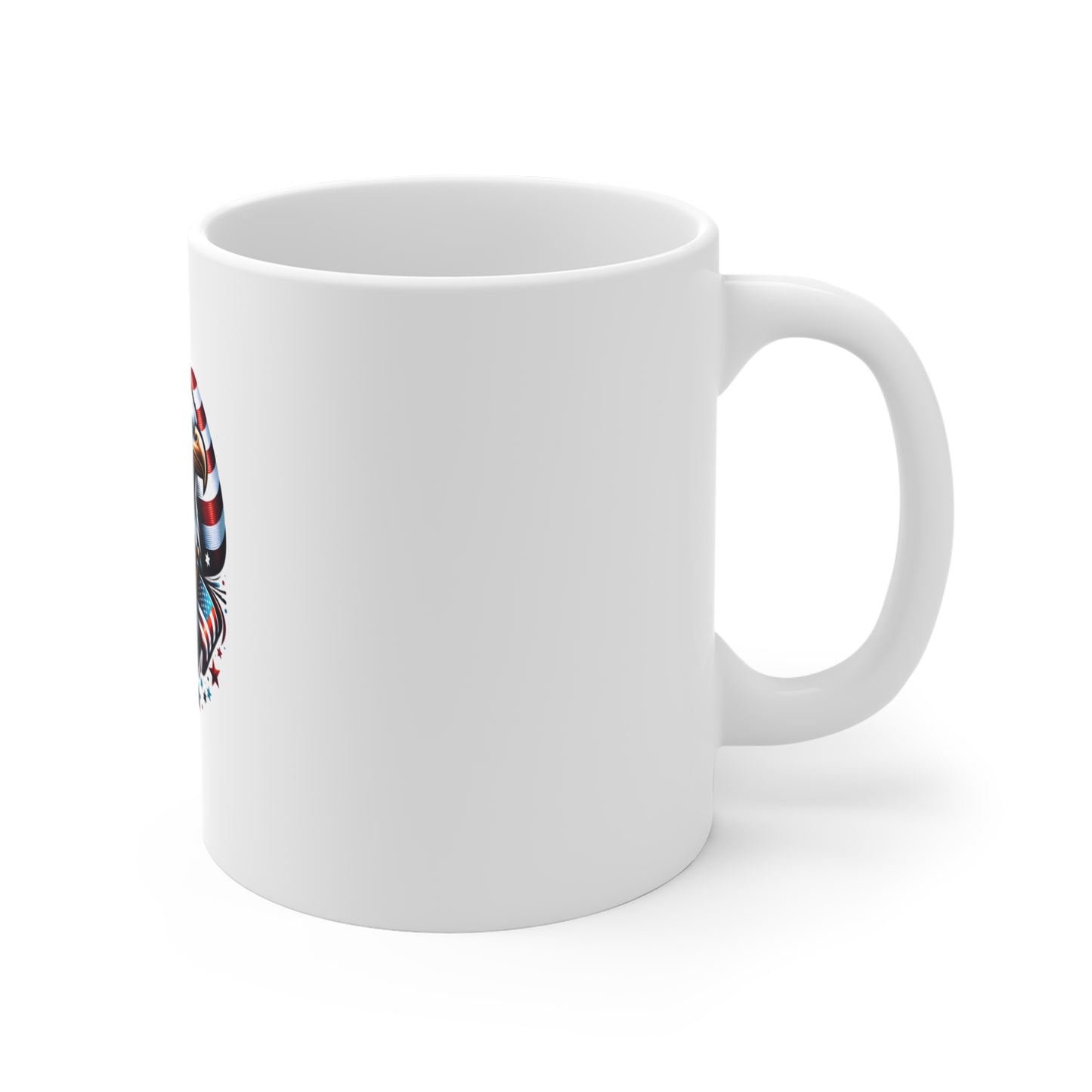 11oz Mug - Patriotic Bald Eagle with American Flag Design