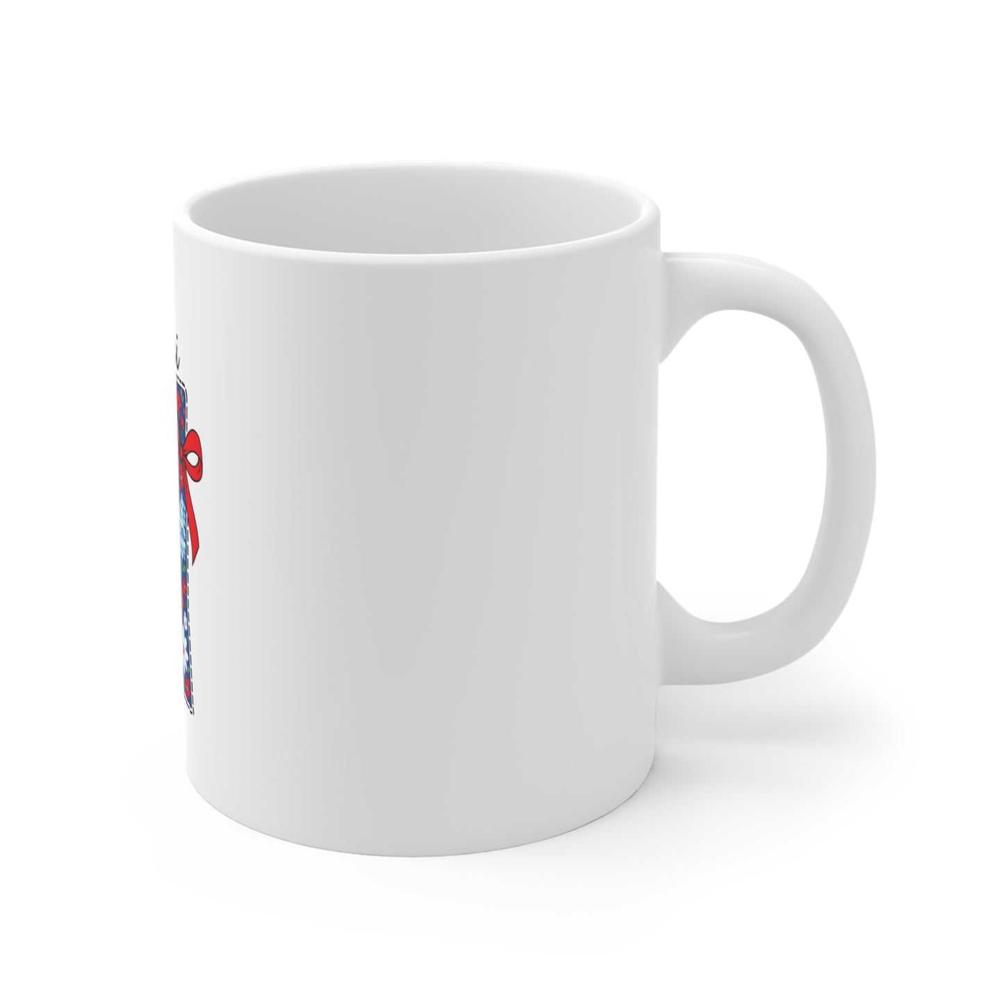 Mississippi Floral State Outline 11oz Mug — Red Blue Daisy Design with Bow
