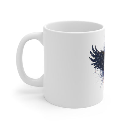 American Eagle Flag Splatter Coffee Mug – Patriotic Freedom Mug – USA Eagle Art Cup – Bold Independence Day Gift Mug 11oz