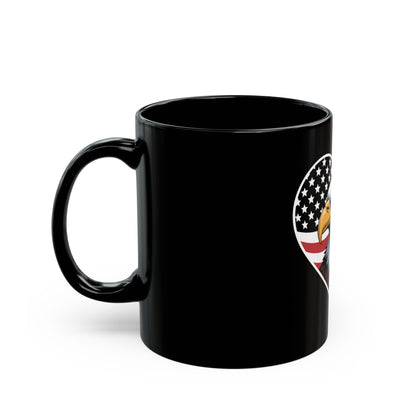 Patriotic Eagle Heart Mug – American Flag Heart Eagle Coffee Mug – USA Bald Eagle Pride Cup – Patriotic Gift Mug Black Mug (11oz, 15oz)
