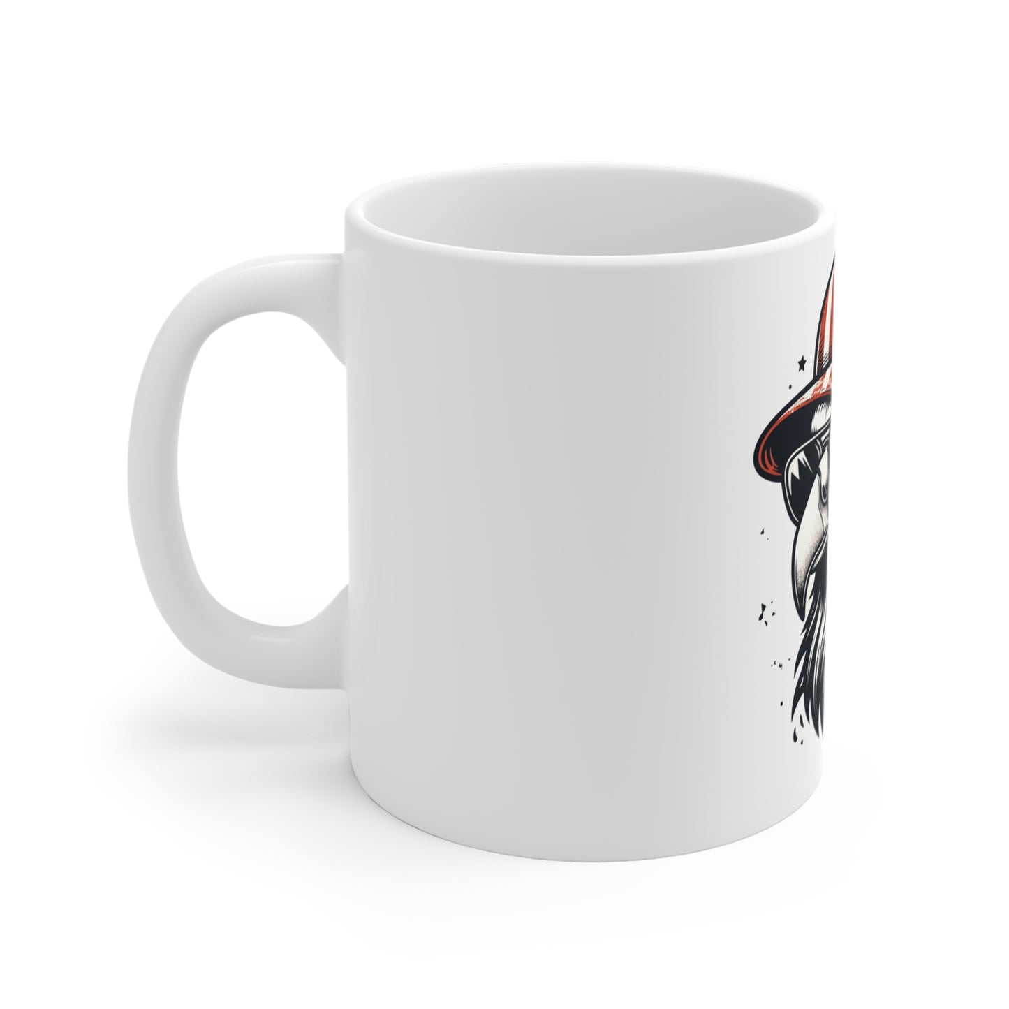 Patriotic Eagle Coffee Mug – American Flag Hat Bald Eagle Mug – USA Freedom Eagle with Sunglasses Cup – Vintage Americana Gift Mug Mug 11oz