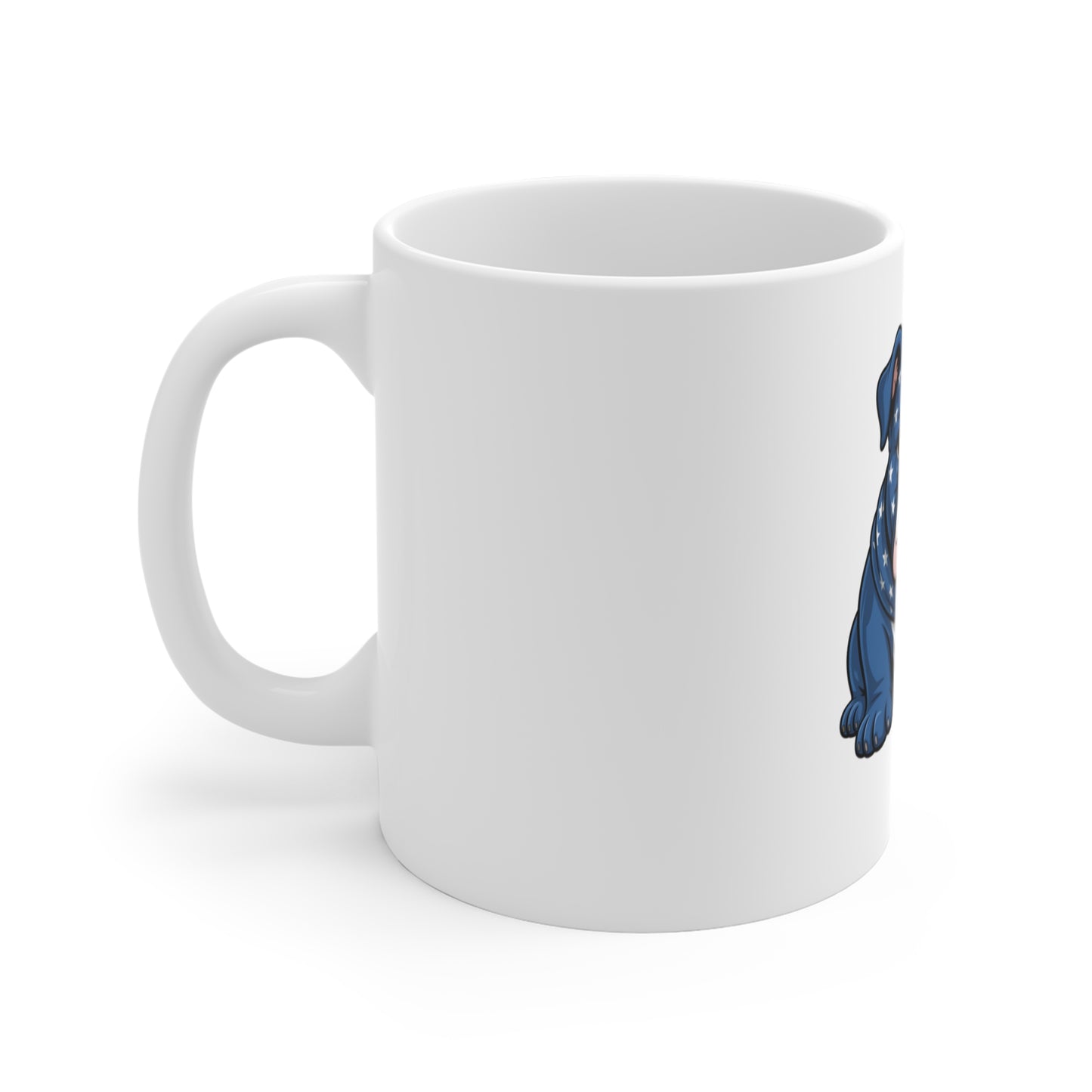 Patriotic Bulldog Mug — American Flag 11oz Coffee Cup