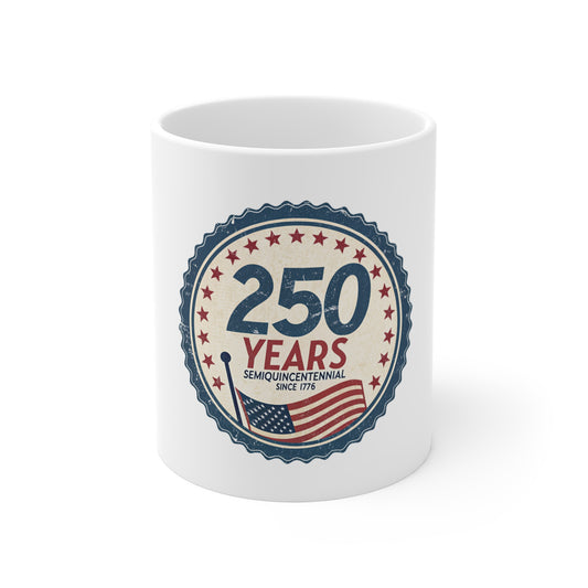 250 Years Semiquincentennial Coffee Mug — USA Flag Celebration
