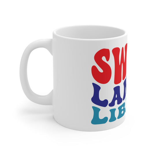 Sweet Land of Liberty Coffee Mug – Retro Patriotic Mug – 4th of July Vintage Typography Cup – USA Freedom Gift Sweet Land of Liberty Ceramic Mug — Retro Patriotic Typography (11oz)