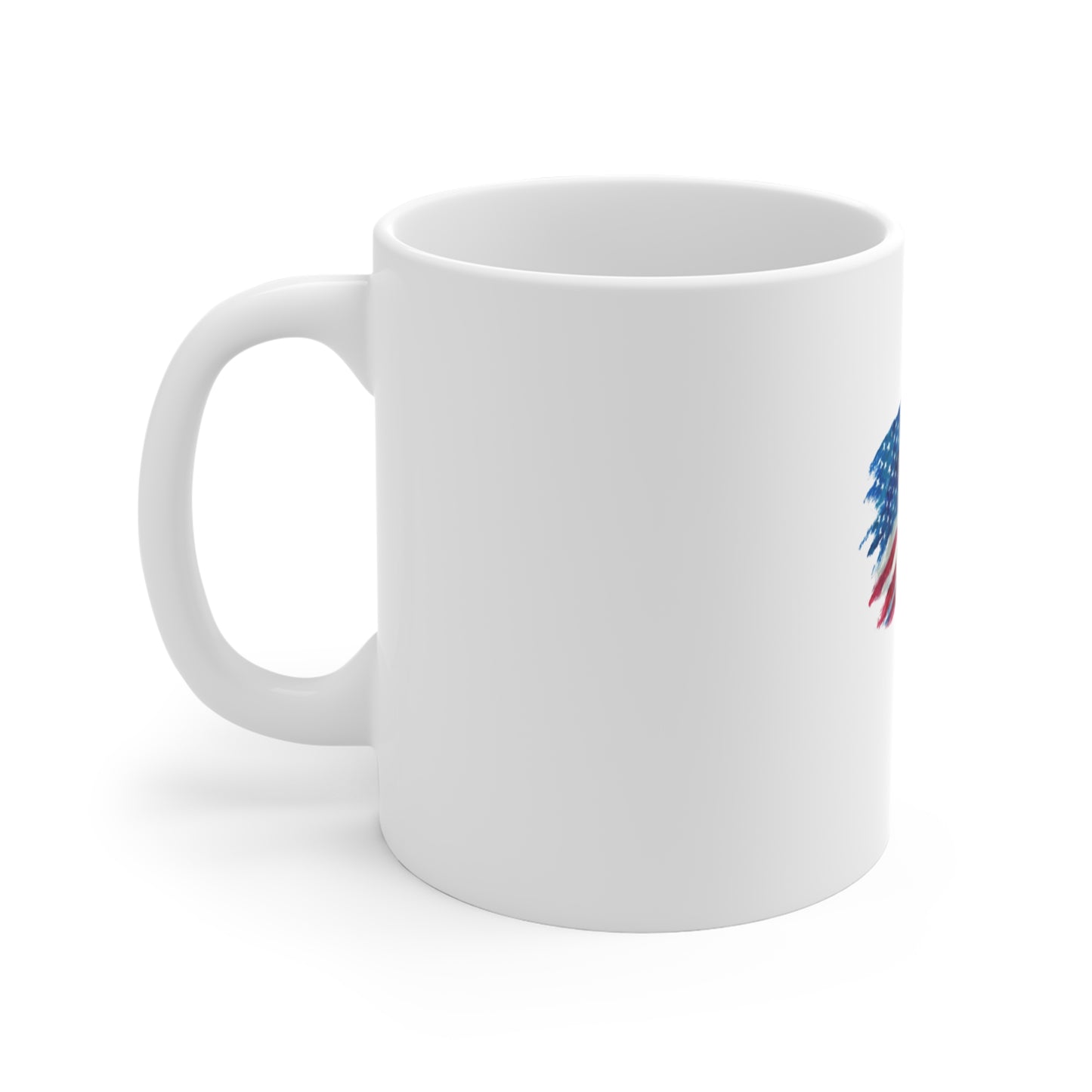 American Flag Watercolor Mug — 11oz Patriotic Coffee Cup for 4th of July, Veterans Day, Memorial Day