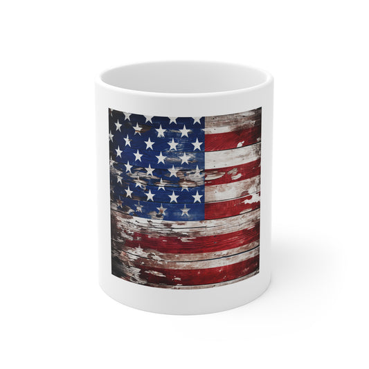 Rustic American Flag Wood Coffee Mug – Weathered Barnwood USA Flag Mug – Distressed Patriotic Wood Grain Cup – Vintage Americana Gift American Flag 11oz Coffee Mug — Distressed USA Rustic Patriotic...
